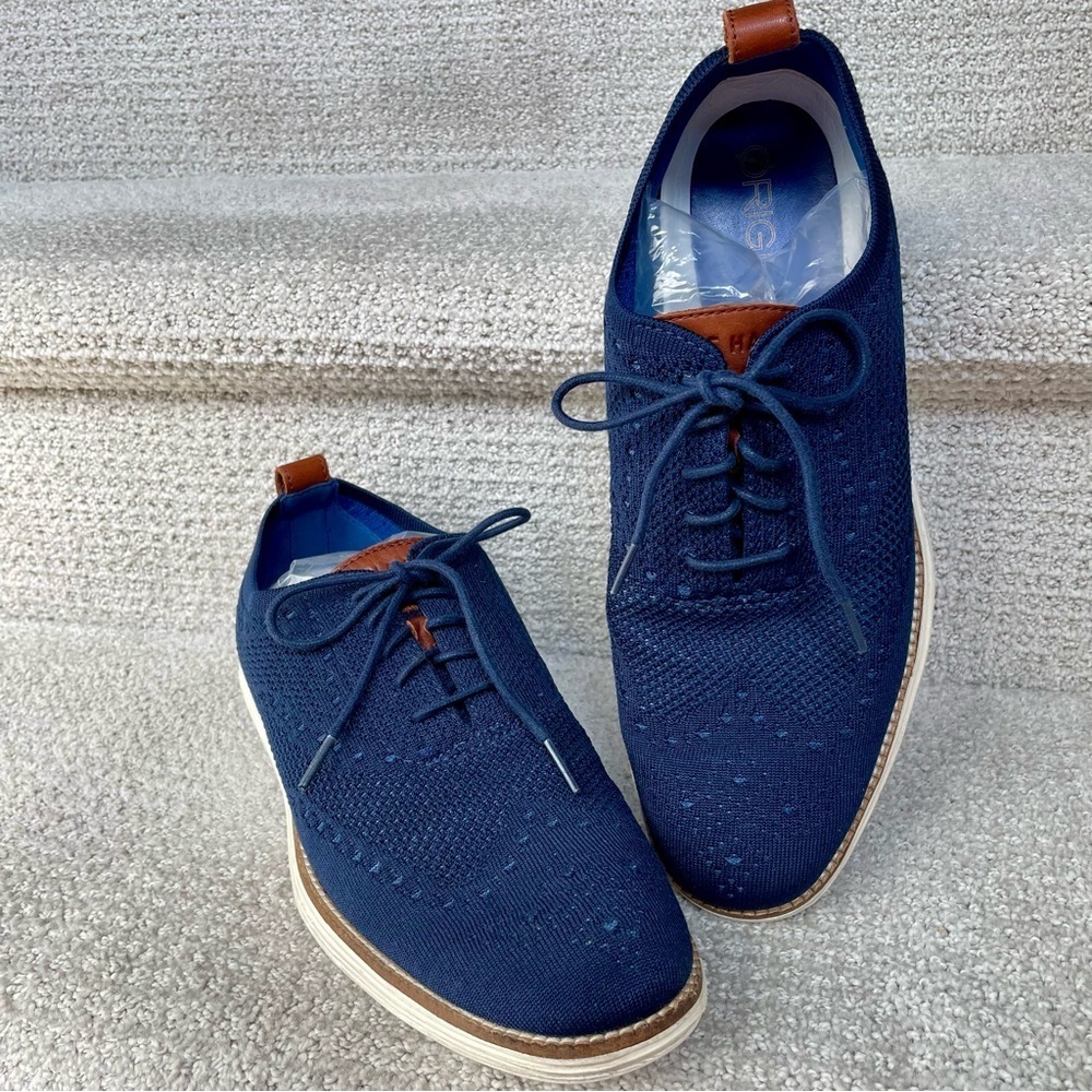 Cole Haan Original Grand Men’s Wingtip Lightweight Blue Fabric Casual Size 10